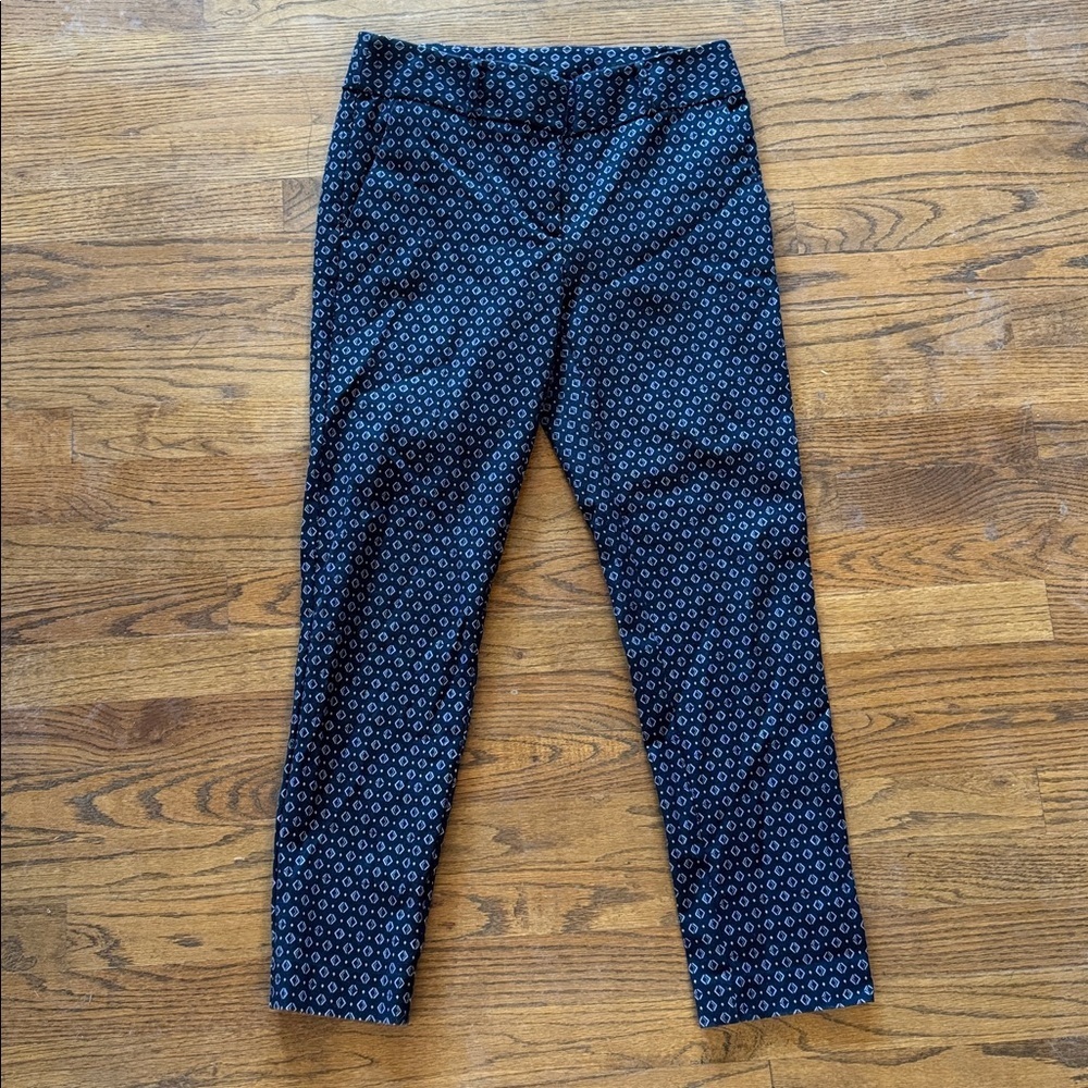 LOFT Navy Geometric Print Julie Skinny Pants size 6